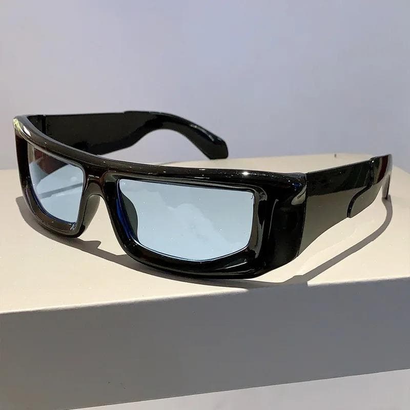 Y2k Wrap Round Sunglasses Metallic Rim UV400 Protection Trendy Vintage Unisex Shades for Men Women Outdoor Sports