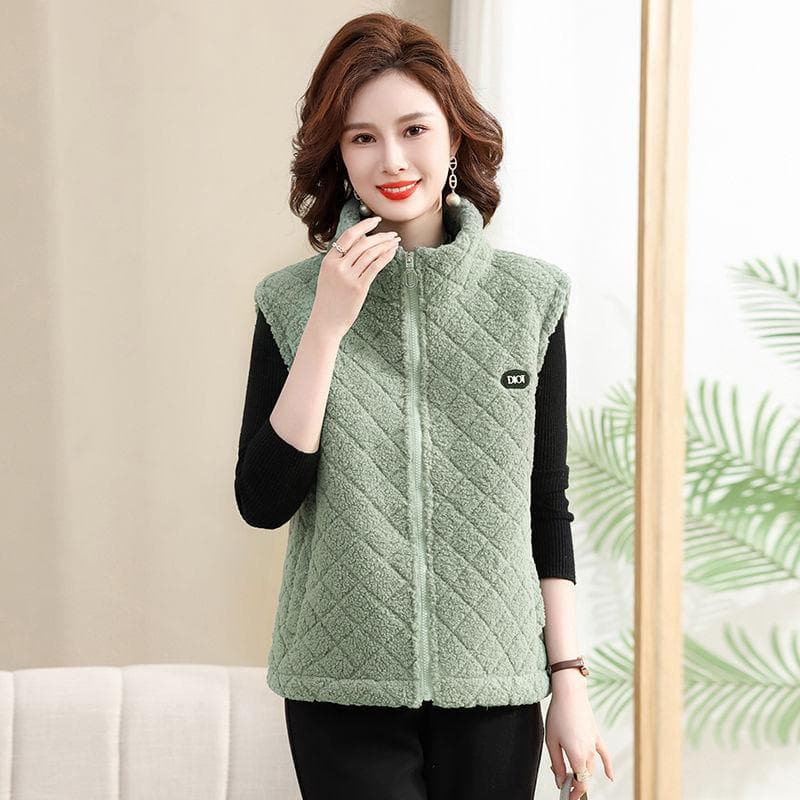 Autumn Lamb Wool Vest Women's Winter Clothing Thickened Granular Wool Vest 5XL