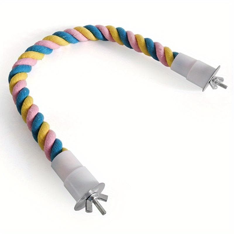 Pet Bird Bite Toys Parrot Color Cotton Rope Toys Elastic Parrot Climbing Toys Sturdy Bird Swing Harness Cage Pet Toy Swing Stand S 24.5cm