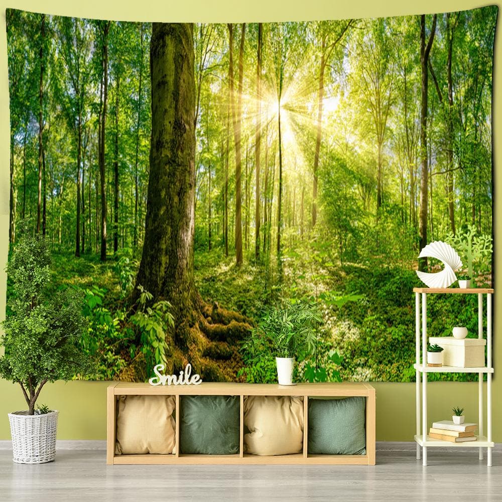 Towering Tree Forest Tapestry Wall Hanging Natural Scenery Psychedelic Witchcraft Bohemian Style Background Cloth Home Decor 150x100 cm