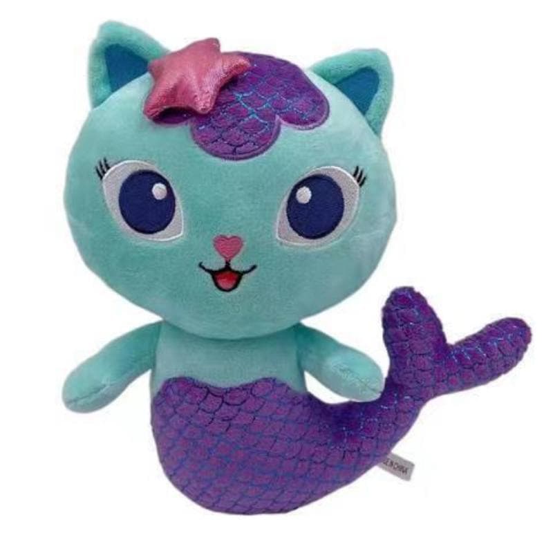 25cm Cartoon Stuffed Animals Gabby Dollhouse Plush Toy Mercat Mermaid Cat Mermaid Plushie Dolls Kids Birthday Gifts purple mermaid(25cm)