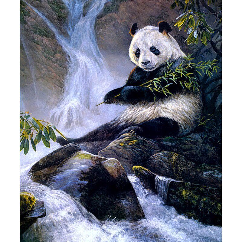 Diamond Painting Cross Stitch Animal Panda Full Round Diamond Embroidery Diamond Mosaic Home Decor 20X30CM