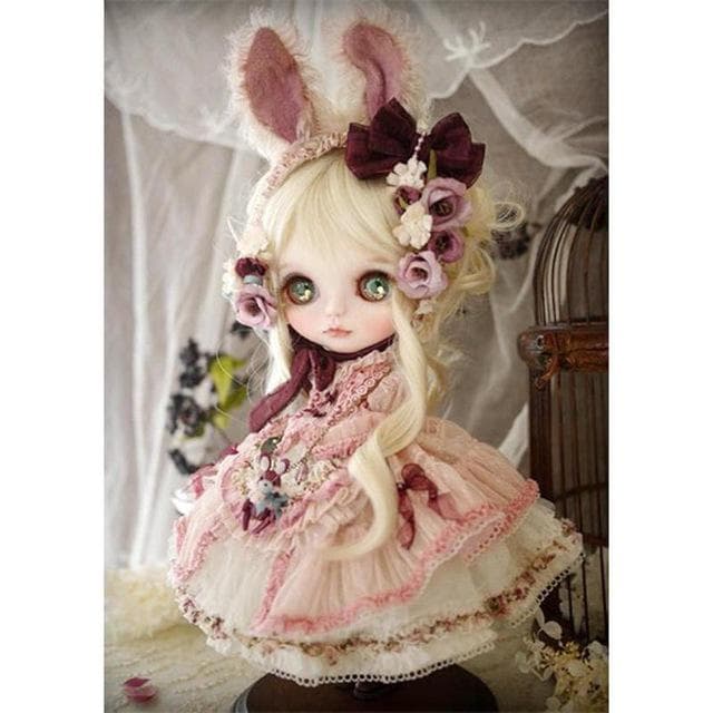 5D DIY Full Drill Diamond Painting Cartoon doll Pattern Embroidery Painting Mosaic Craft 40X50CM red