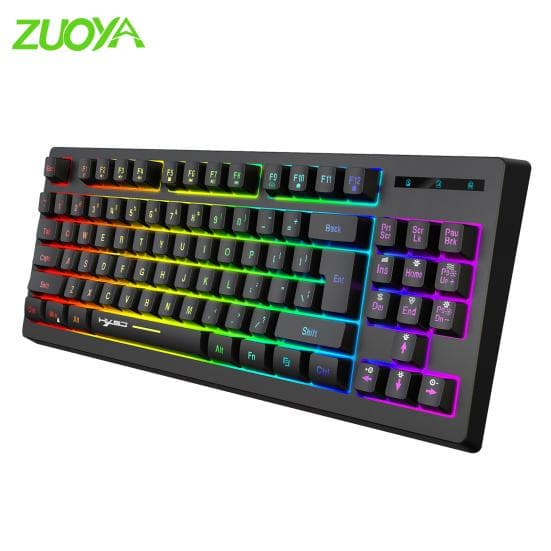ZUOYA L100 Wireless Keyboard Sensitive Waterproof Ergonomic 2.4GHz Film RGB Backlight Wireless Keyboard for Office black
