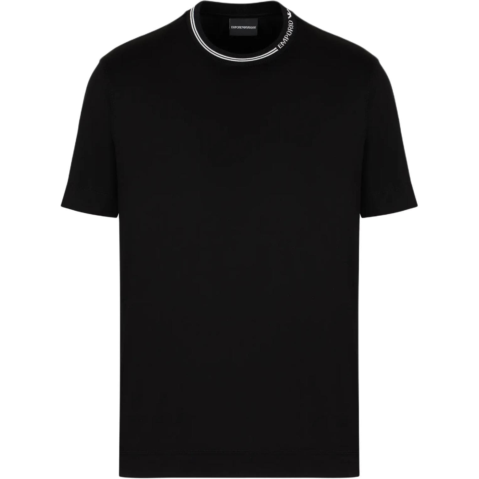 Emporio Armani Logo Letter Trim Round Neck Short Sleeve T-Shirt Men t-shirts Black 6D1T95-1JOSZ-0999 XL