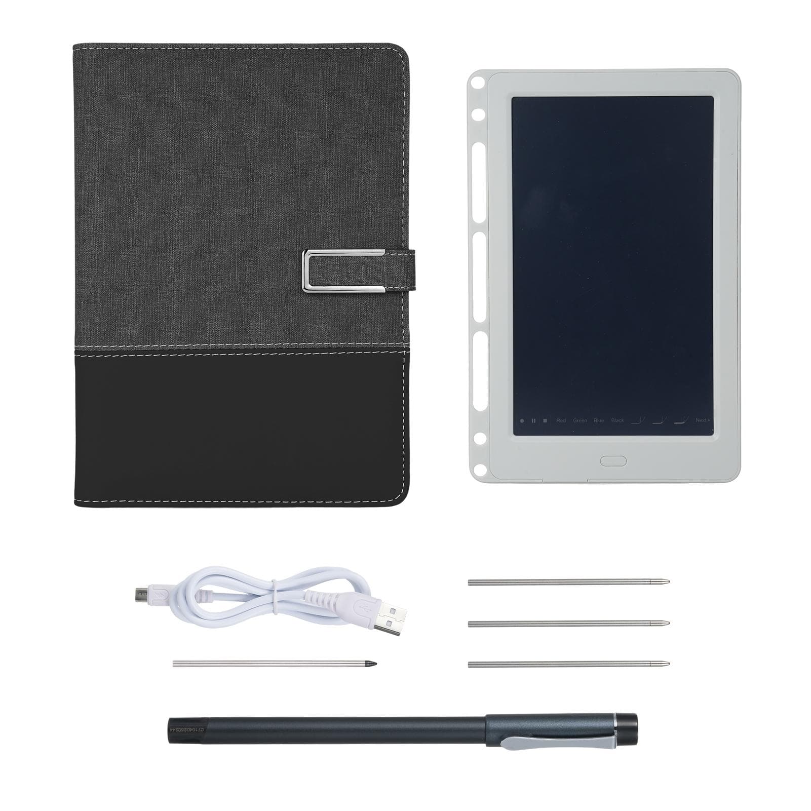 Smart Pen + A5 Leather Notebook Lined Journal Planner+Writing Board Realtime Sync for Digitizing black
