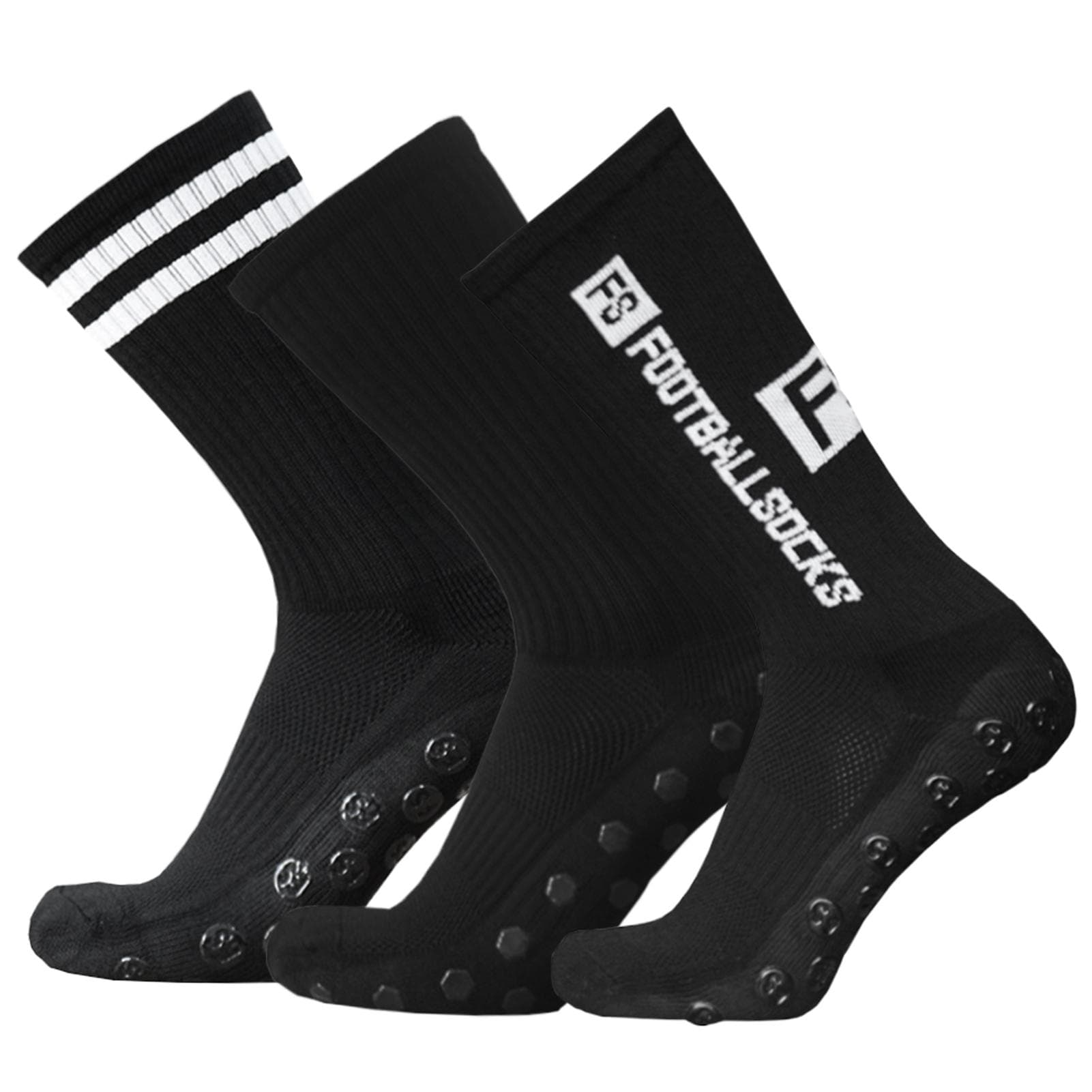 3 Pairs Football Socks Soccer Socks for Adult Men Non-Slip Athletic Socks Outdoor Sports Running Hiking Socks black