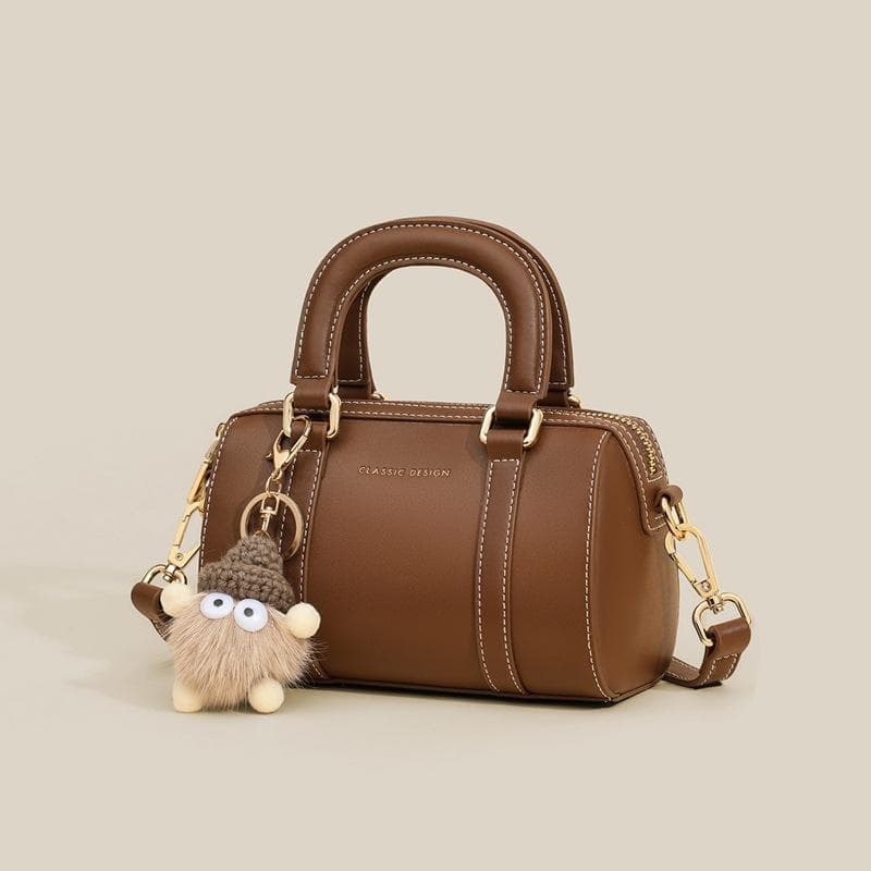 Handbag Bag Female Spring/summer Crossbody Bag Leather Female Bag Single Shoulder Small Square Bag Bowling Bag brown