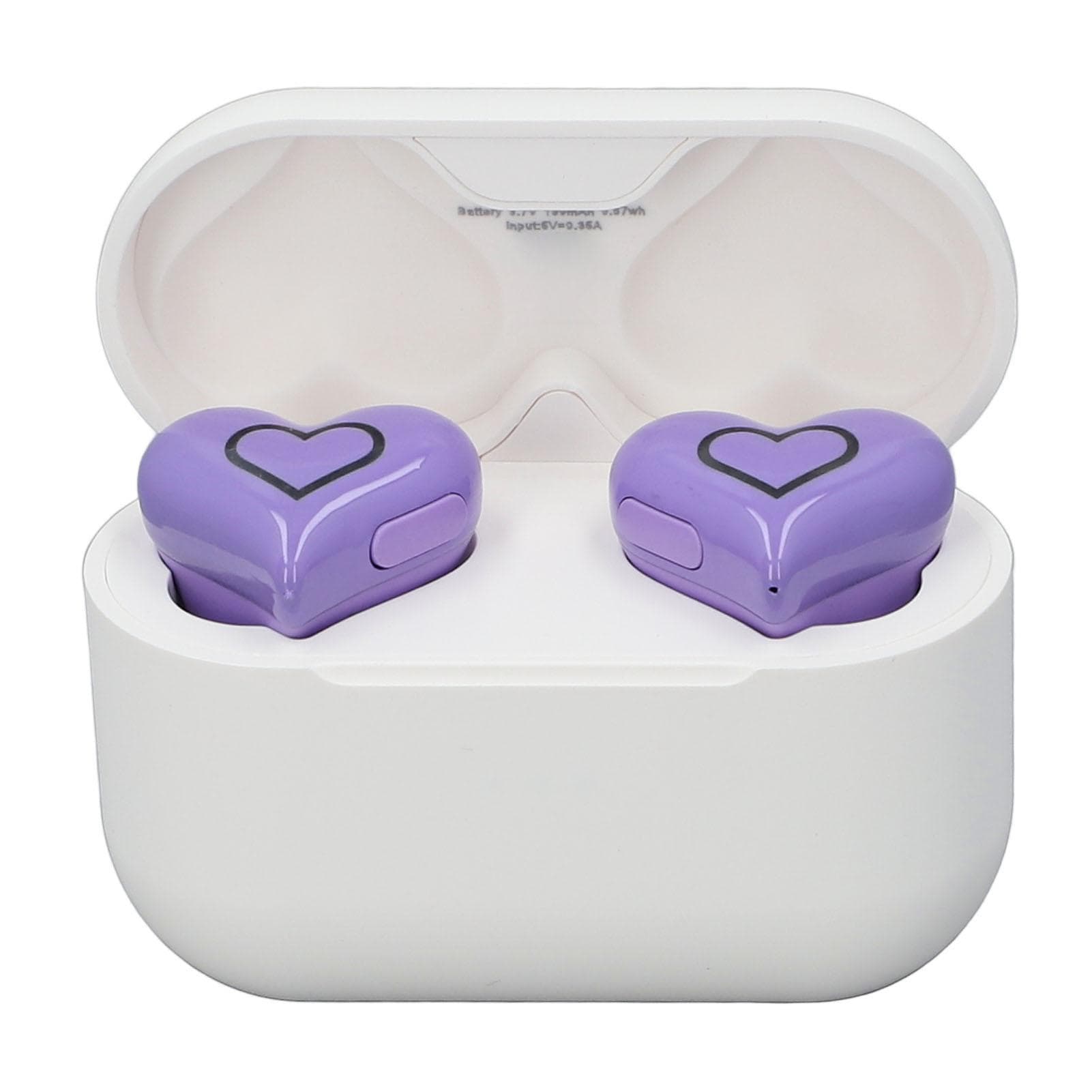 Heart Shaped Wireless Earbuds Cute Stylish HIFI Stereo Sound Built in Mic Bluetooth 5.3 Wireless purple