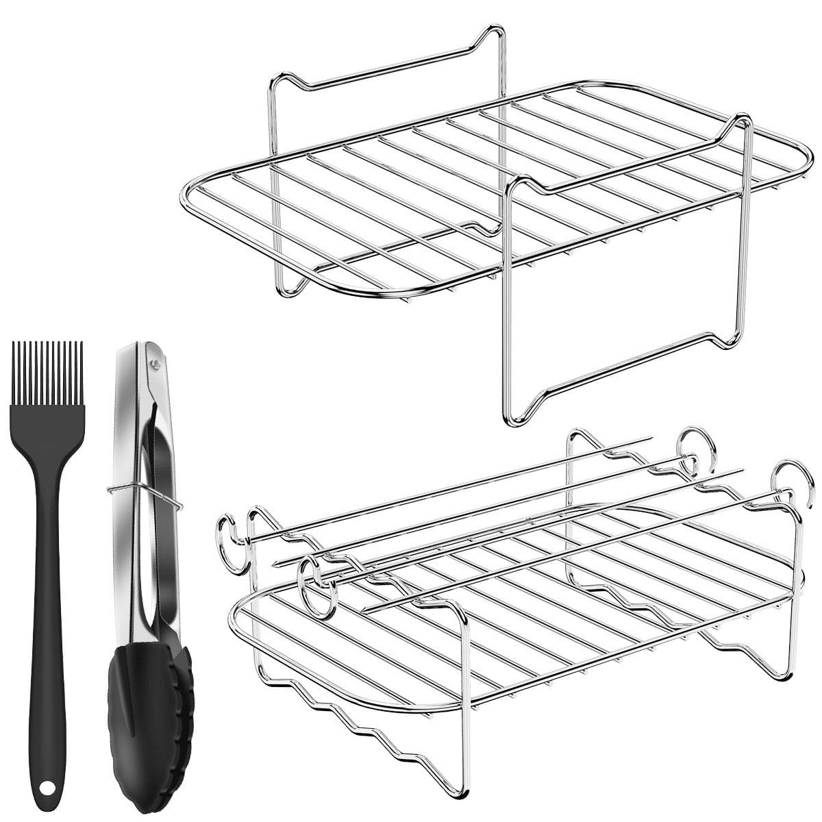 Stainless Steel Multifunctional Roasting Rack Compatible Airfryer Dehydrator BBQ Rack Steamer Roasting for Air Fryer Accessories silver
