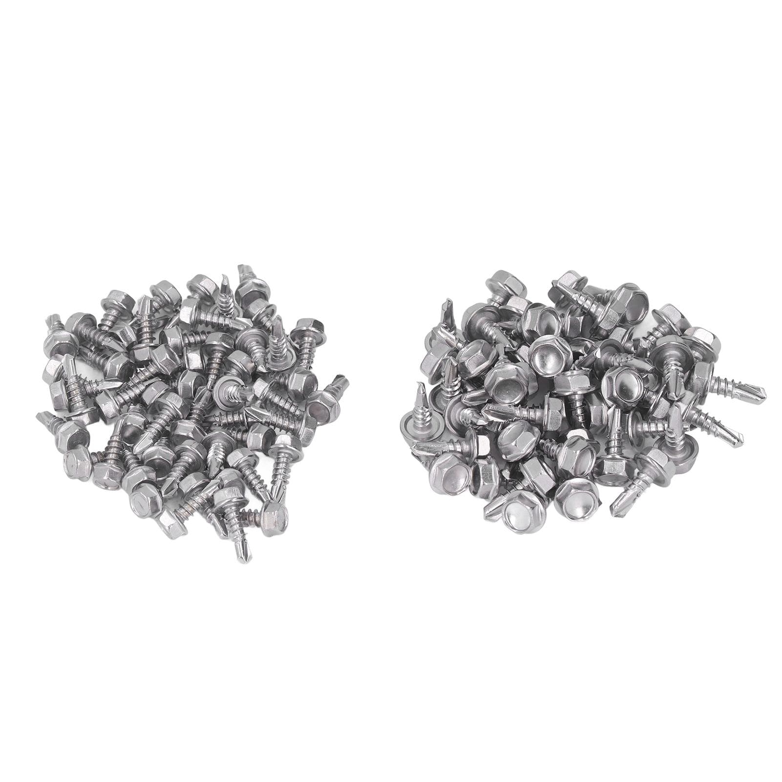 100Pcs Self Drilling Screw Assortment Hex Head 410 Stainless Steel 4.2x13mm 4.8x13mm