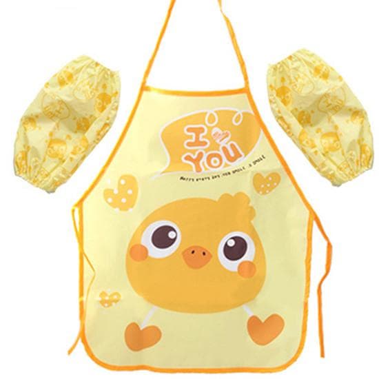Kids Apron Set with Oversleeves Girls Boys Aprons for Cooking Baking Painting Gardening Apron Waterproof Children Pinafore