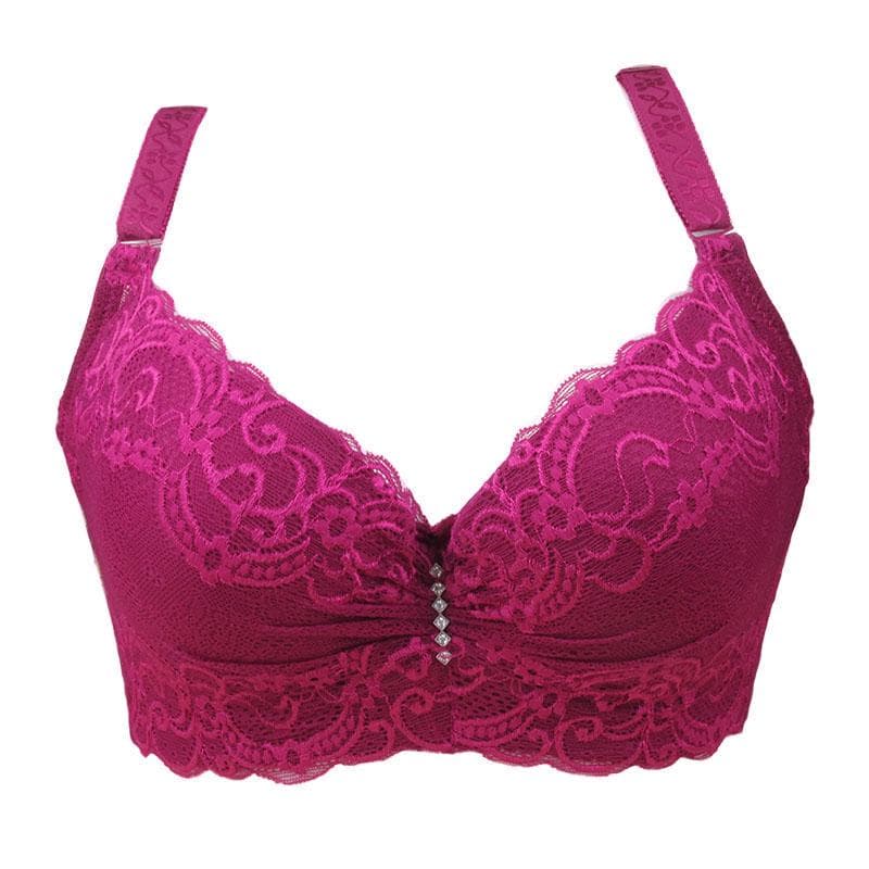 Lady Lace Bra Lingerie Underwear Push-Up Padded Underwire Sexy Brassiere Push Up Bras 85D wine red