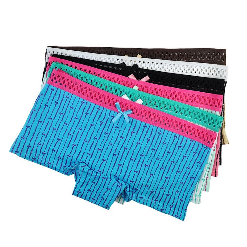 Women Boxer Shorts Cotton Underwear Low Waist Boyshort Briefs Ladies Panties Knickers Lingerie 6 Pcs XL