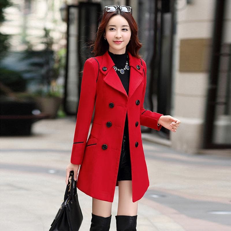 Women's New Korean Version Slim-fit Woolen Coat Long Woolen Coat XXXL