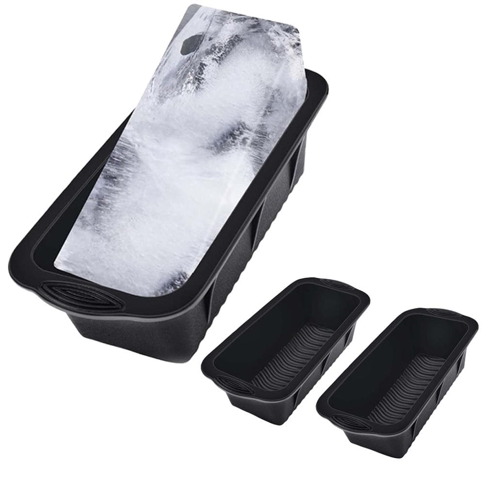 2-Pack Silicone Ice Block Mold Large Ice Cubes Tray Reusable Ice Cubes Maker Easy to Demould for black