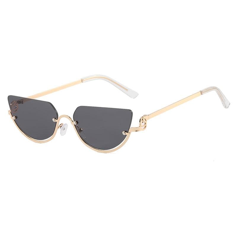Fashion Small Polygon Sunglasses Women Metal Half Frame Y2K Cat Eye Eyewear Shades Sexy Ladies Sun Glasses As shown