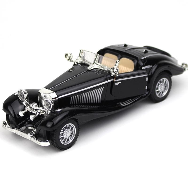 1:28 Scale Benz 500K Pull Back Diecast Metal Antique Classic Model Cars Collectible Toy Gifts (Length 6.5in/16.8cm) 16.2x5.7x4.8cm black