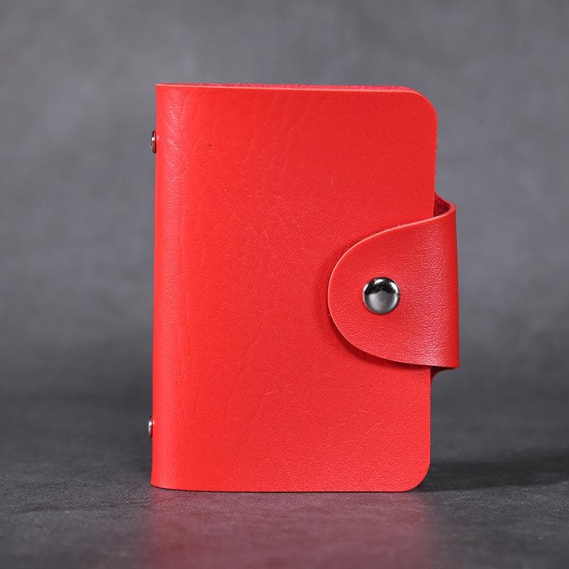 PU Leather Function 24 Bits Card Case Business Card Holder Men Women Credit Passport Card Bag ID Passport Card Wallets red
