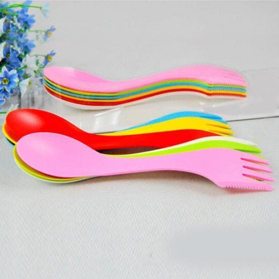 6 Pcs Spoon Fork Knife Cutlery Camping Hiking Spork Combo Travel Utensils Gadget