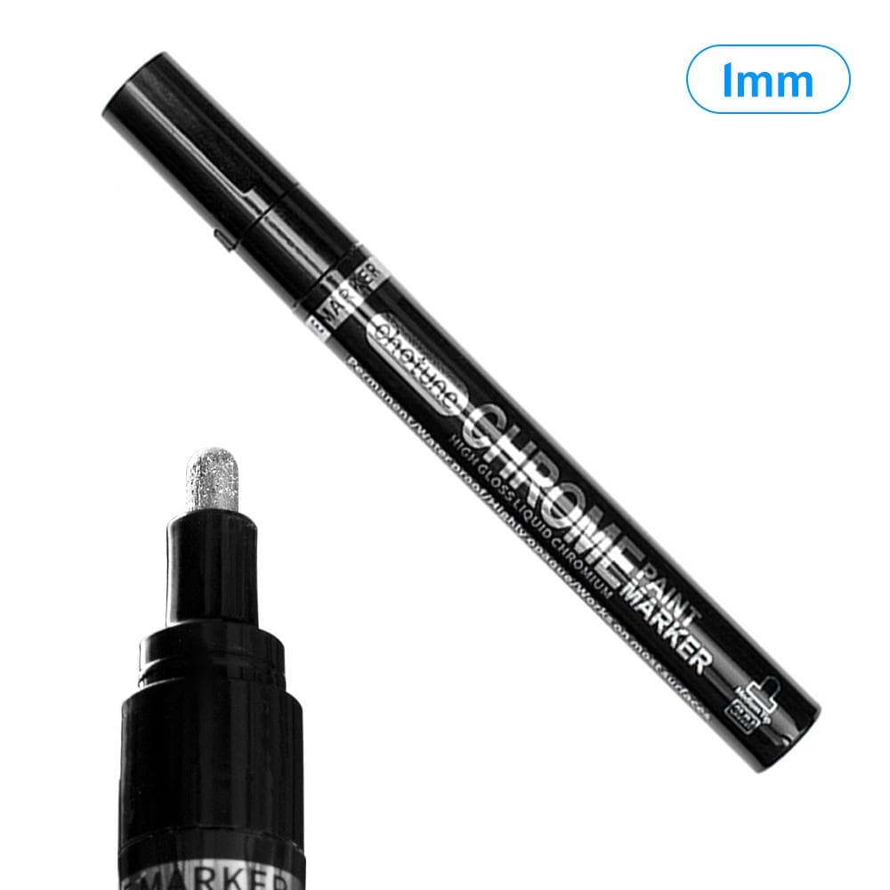 Art Liquid Silver Mirror Chrome Marker Smooth DIY Reflective Paint Pen for DIY Models Graffiti 1mm black