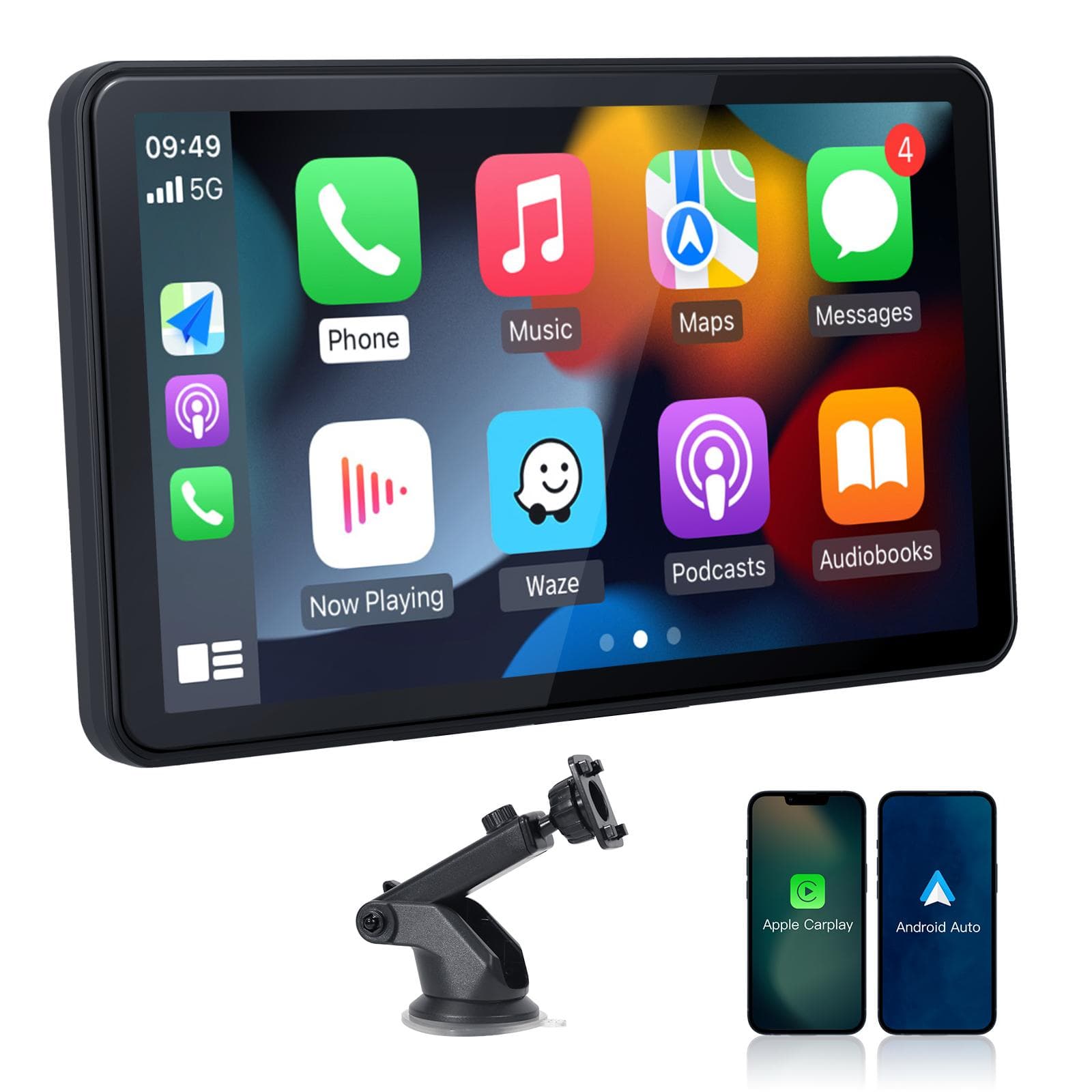 [carabc] 7 Inch Universal Carplay Screen for Car Full HD Touch Screen with Carplay Android Auto Navigation FM Bluetooth 7" black