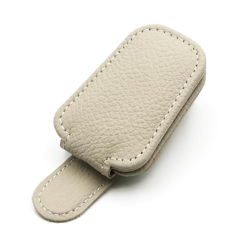 Car Glasses Clip Multifunction Sun Visor Leather Eyeglasses Clip Magnetic Sunglasses Holder Clip Hanger Universal Car Accessorie beige