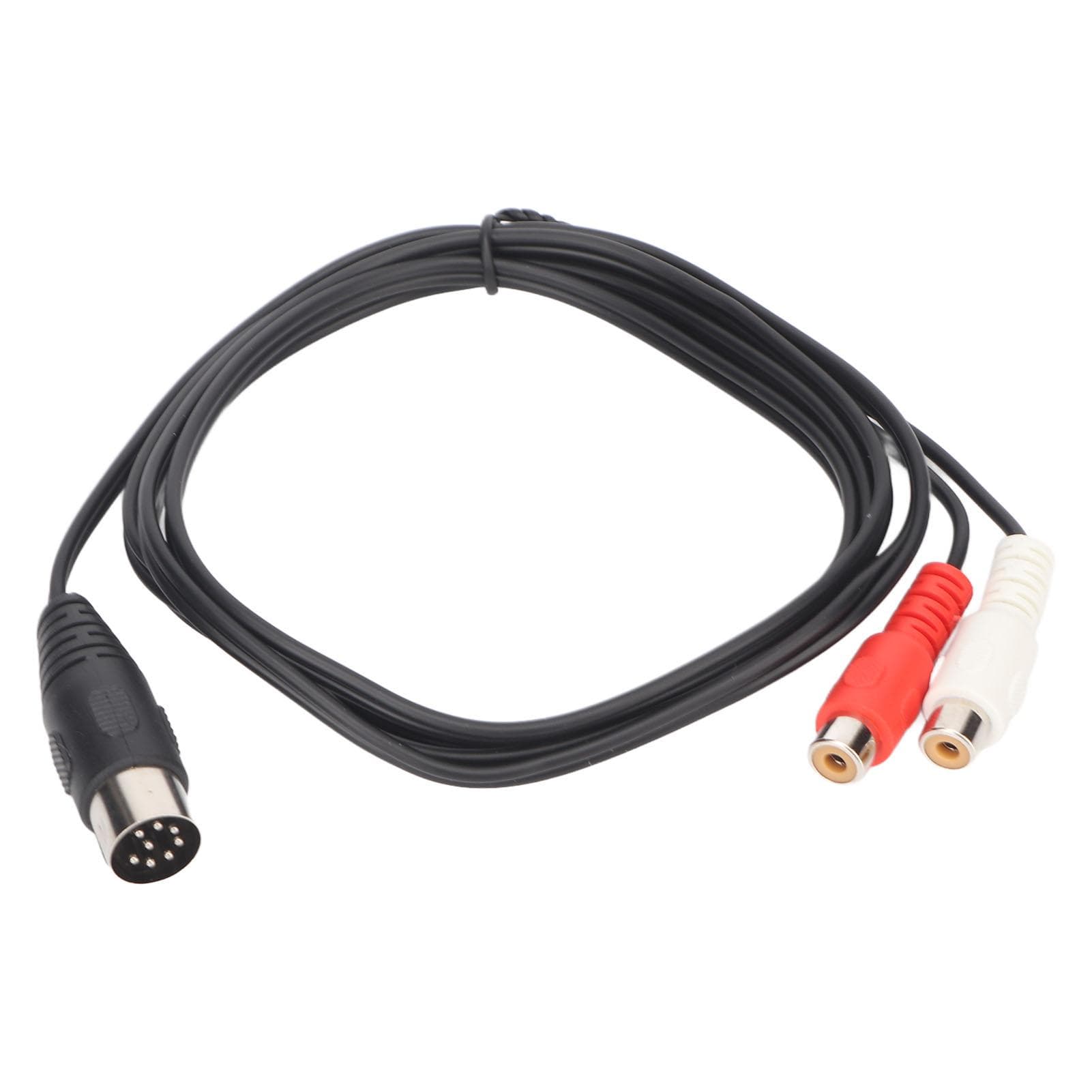 8 Pin Din to 2 RCA Adapter Cable 8 Pin Male to 2 Female RCA Cable for Sound Instrument Equipment 1.5m / 4.9ft