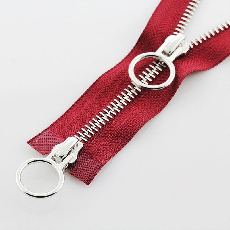 5# 70/90cm Double Circle Sliders Metal Open Tail Auto Lock Zipper For Long Down Jacket Coat DIY Sewing Handcraft Accessories 70cm wine red