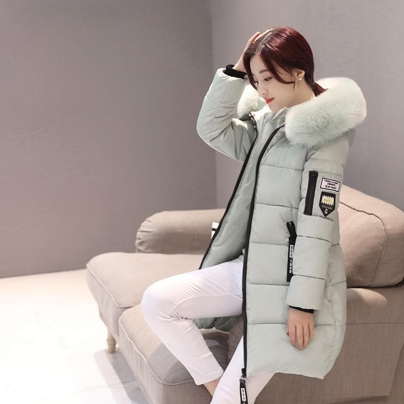 Winter New Korean Version Fashion Medium and Long Cotton Clothes Women's Large Size Slim Hooded Jacket 4XL