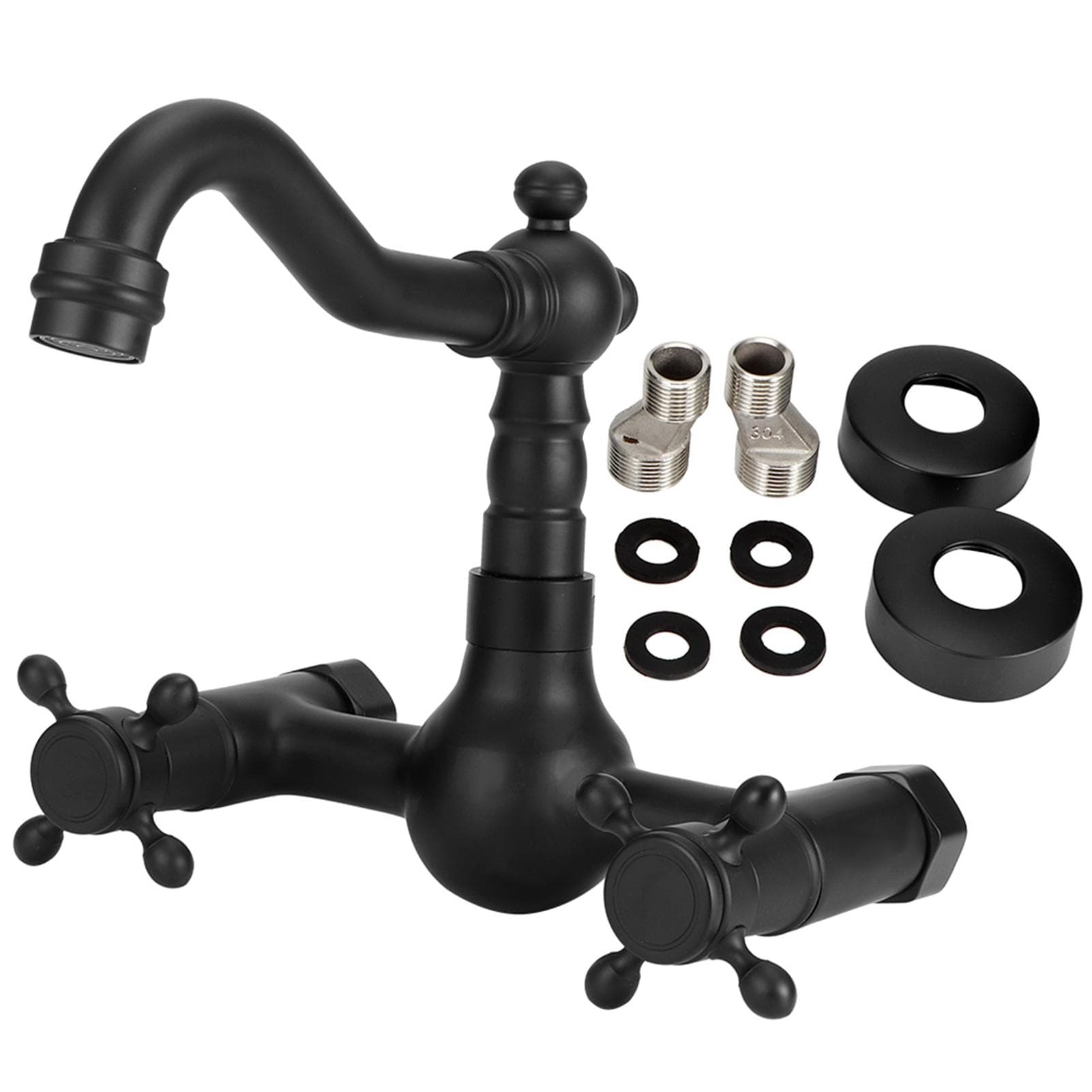 Copper Wall Mounted Bathroom Faucet Dual Handles Bathtub Hot Cold Water Mixer TapB Type Gourd