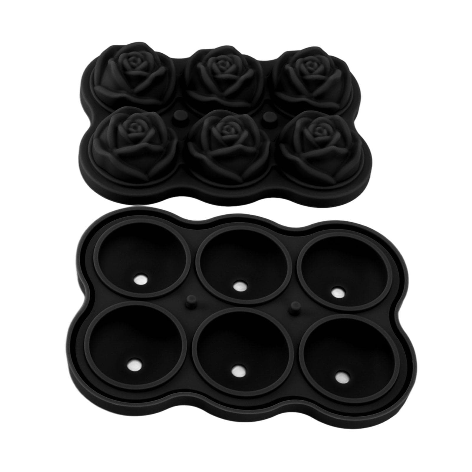 Rose Ice Cube Tray Silicone 6 Cubes No BPA Ice Making Accessory with Lid for Cocktail Whisky Black black