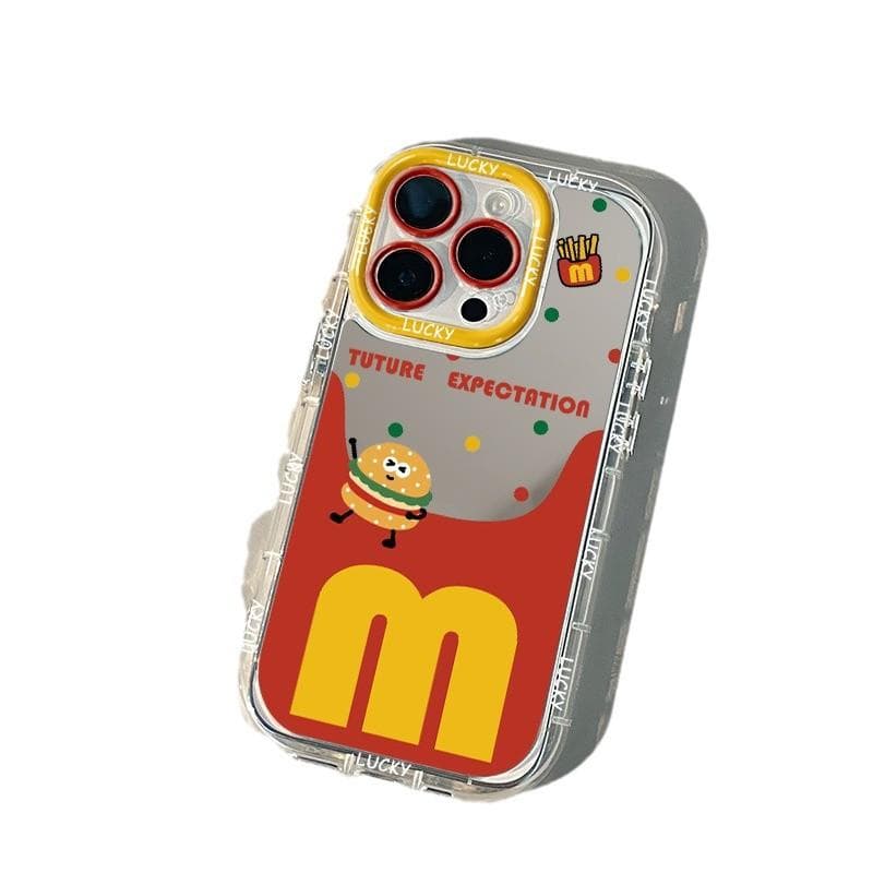 Hamburger M Suitable for Mirror Cream Shell Apple 15 IPhone 14/12/16 Promax Mobile Phone Case 13 Soft Apple 16PROMAX