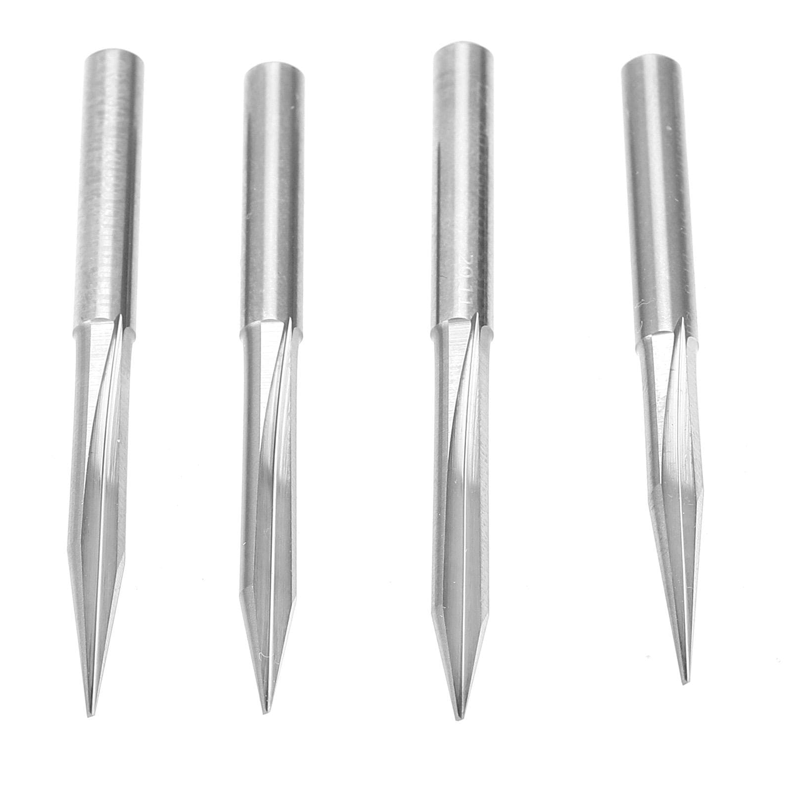 4Pcs VShaped Carving Cutter 2Edged Engraving Bit 4x0.5x15 degrees 4x0.5x20 degrees 4x0.5x25 degrees 4x0.5x30 degrees