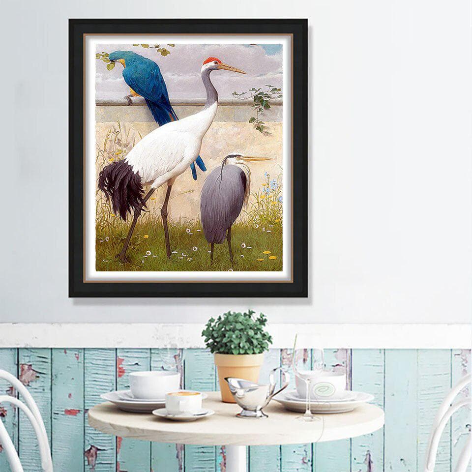 Diamond Painting Cross Stitch Red-crowned Crane Animal Diamond Embroidery Flower and Tree Full Round 20X30CM