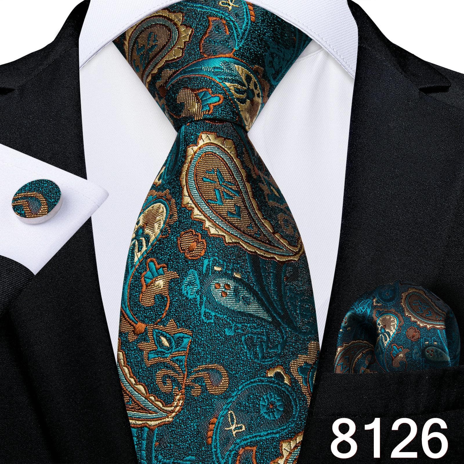 Business Mens Tie Plaid Neckties Formal Silk Tie Handky Cufflinks Set for Men Formal Tie Dibangu N-8126