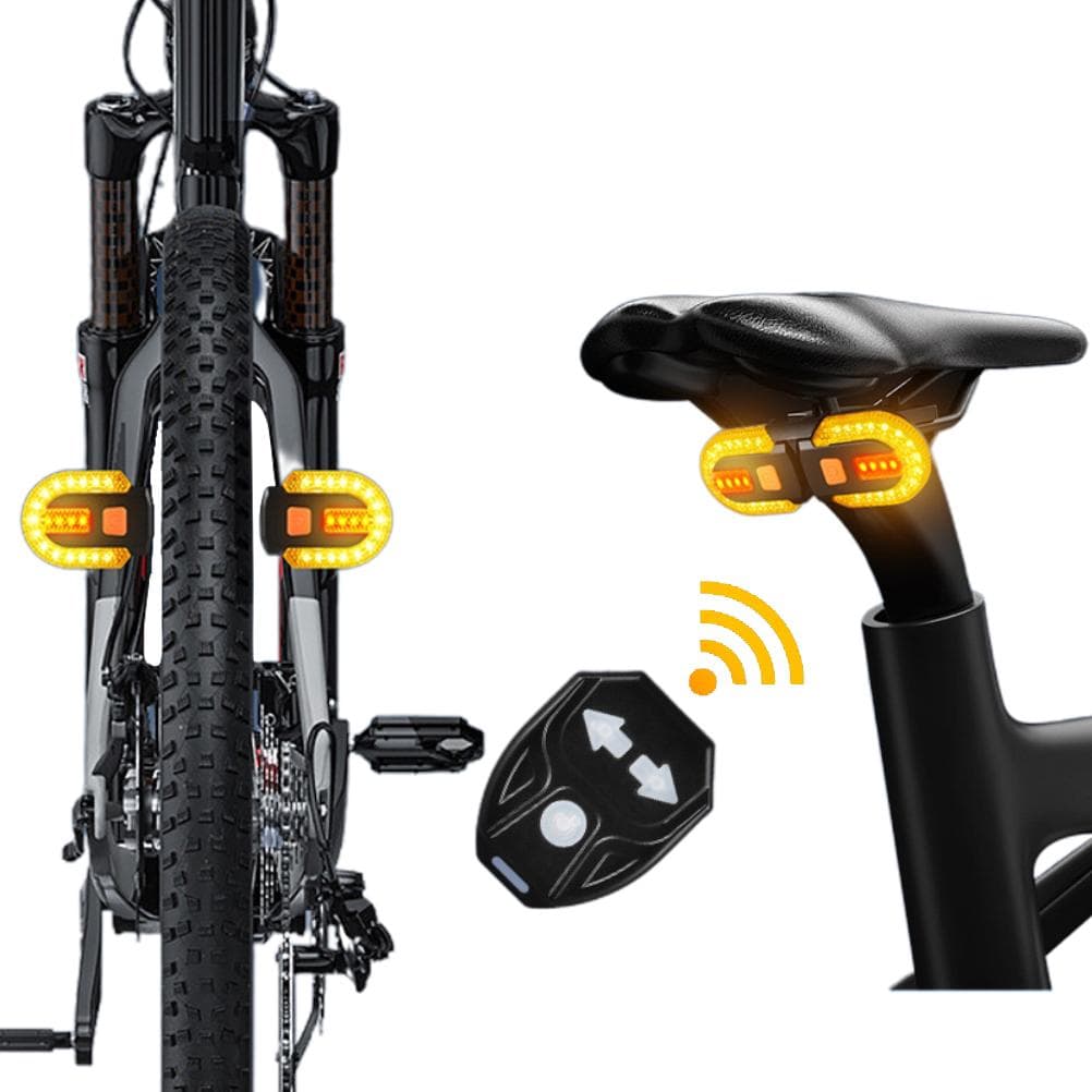 Bike Tail Light with Turn Signals USB Rechargeable Wireless Remote Control Detachable Mountain Bike black