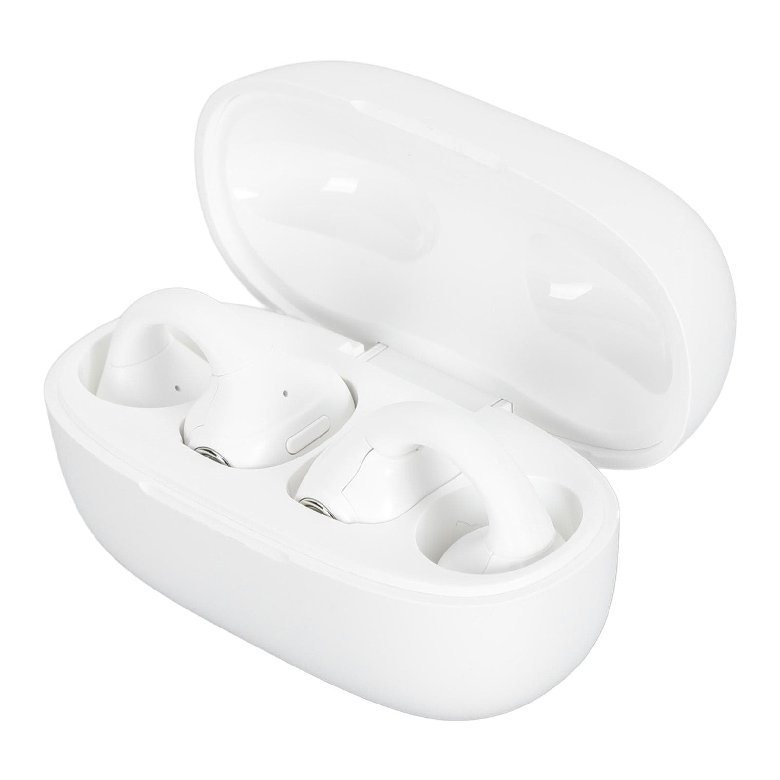 Open Ear Clip Headphones Bluetooth5.3 Noise Reduction IPX5 Waterproof Wireless Earbuds for Sports white