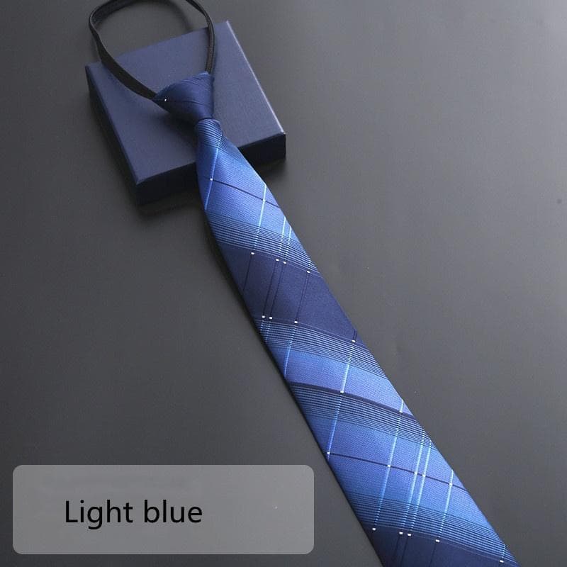 8 Colors Men's Business Tie Print Zipper Tie Groom's Wedding Stripe Tie Fashion Neckties