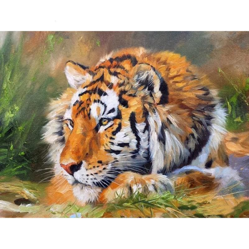 5D DIY Diamond Painting Tiger on The Grass Diamond Embroidery Mosaic Cross Stitch Rhinestone 20X30CM