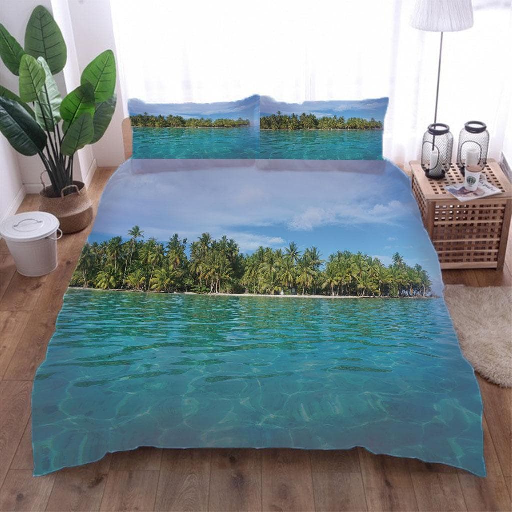 Bedding Set Beach With Coconut Trees 3D Print Bed Linen Quilt Soft Duvet Cover Sets Home Queen King Size Girl Kids Room Decor W90xL190cm