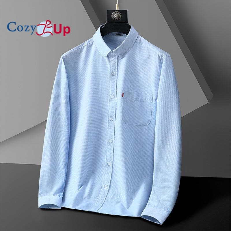 Cozy Up Mens Oxford Shirts Long Sleeve Button Down Shirt Regular Fit Business Casual Dress Shirts Fat Plus Size M blue