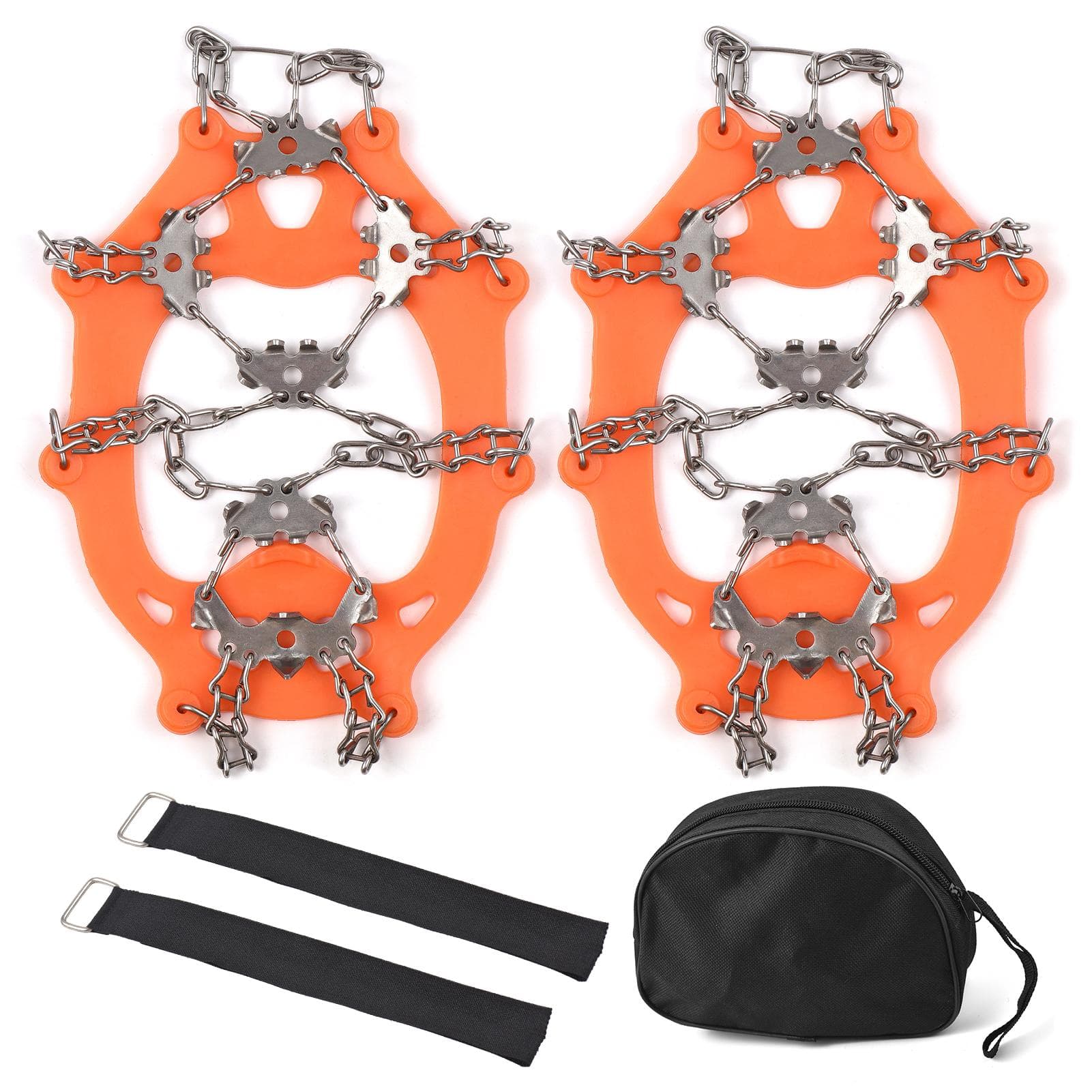 201 Stainless Steel 24 Teeth Ice Claw Snow Anti-slip Shoe Cover L orange