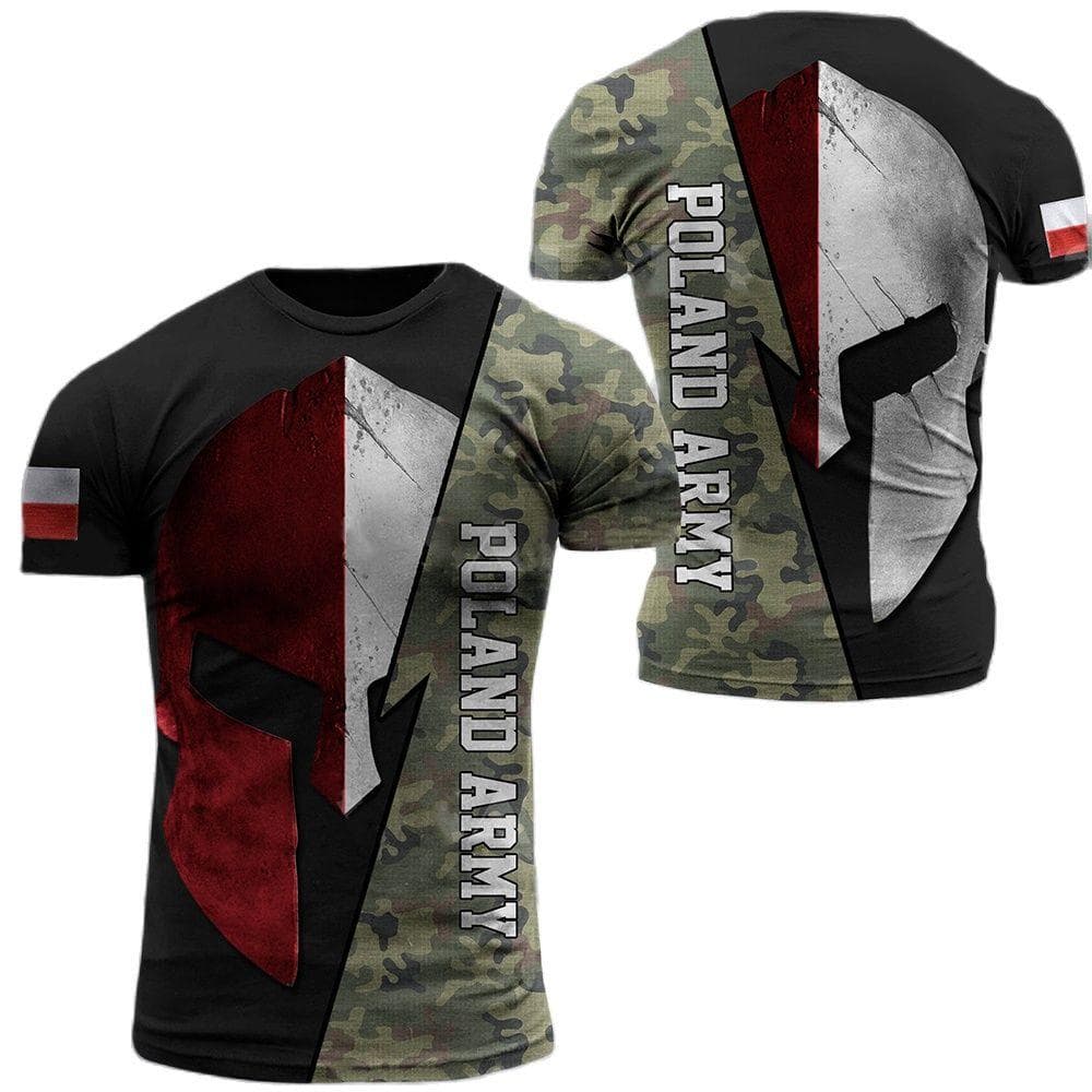 Polish Army Men's T-Shirt Veteran Soldier Poland Flag Print Men's Clothing Oversized Loose Pullover O Neck Short Sleeve Shirt 6XL