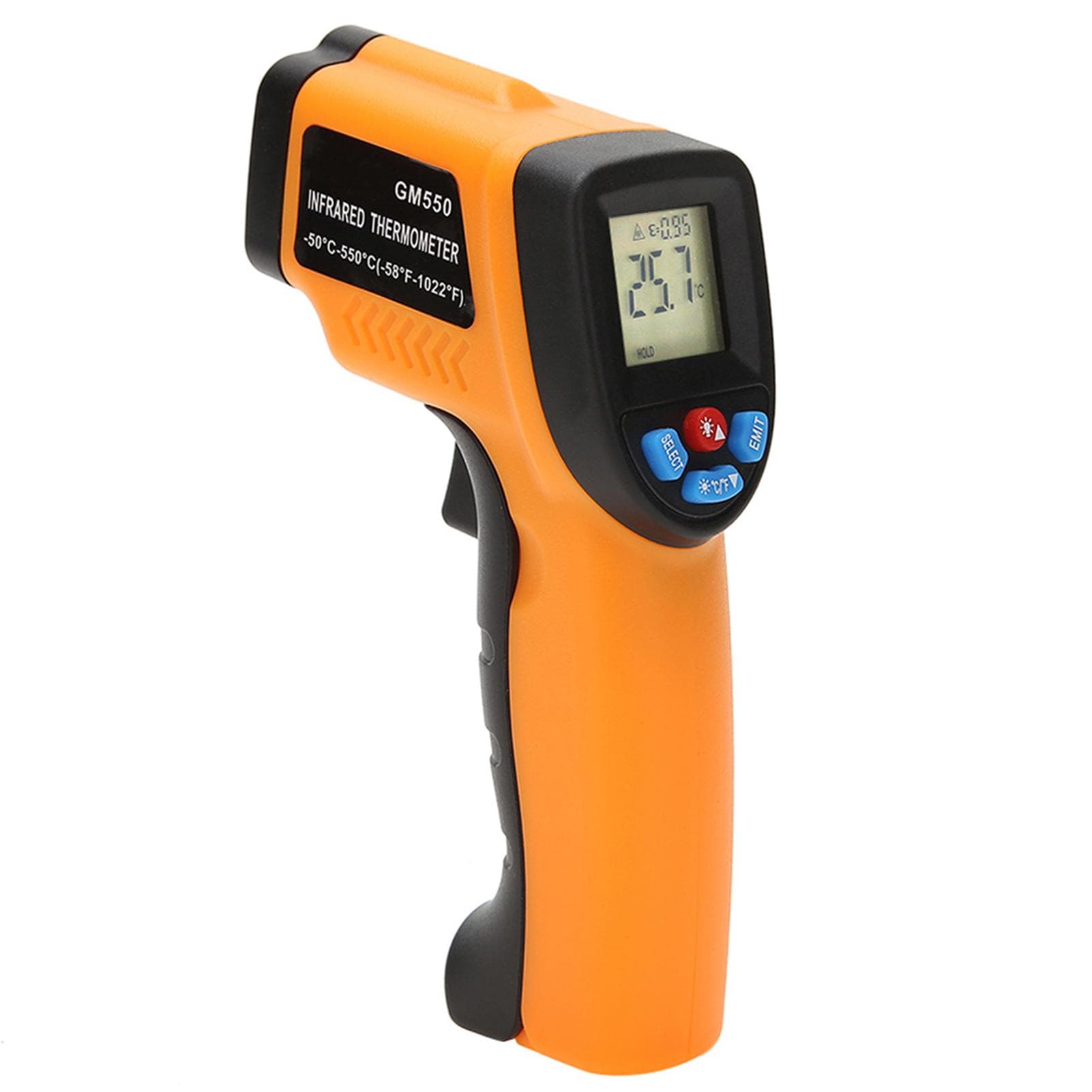 Handheld Non-contact Digital Infrared Thermometer Pyrometer Aquarium LCD Laser Thermometer Outdoor orange