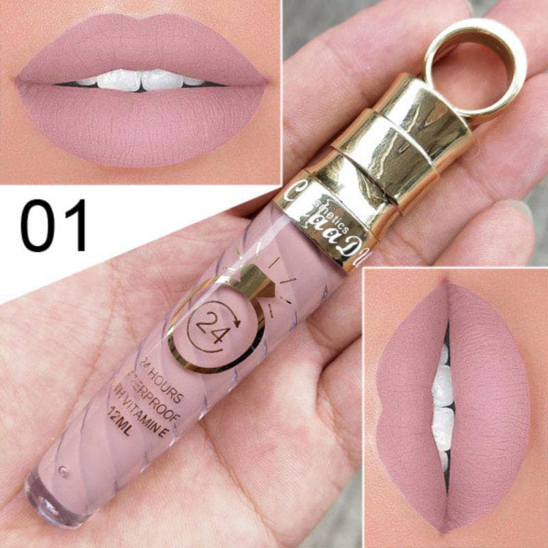20 Colors Waterproof Long Lasting Matte+Shimmer Lipstick Mental Beauty Lip Gloss
