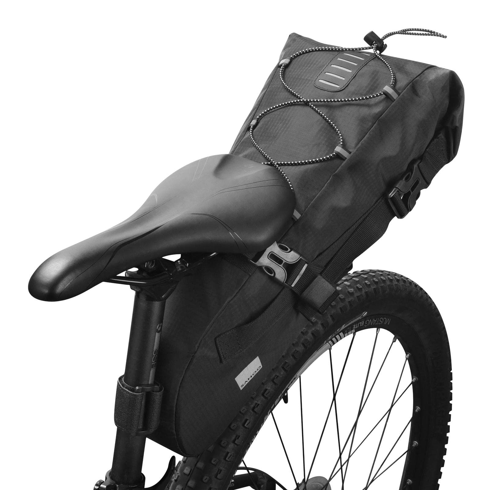 Bicycle Saddle Bag Waterproof Bicycle Storage Bag Reflective Cycling Rear Seat Post Bag Large black