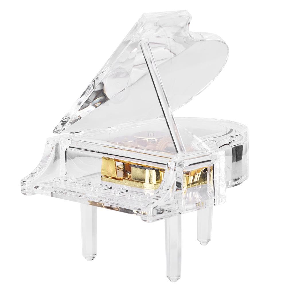 Grand Piano Shaped Windup Transprent Acrylic Music Box Birthday Present Gift