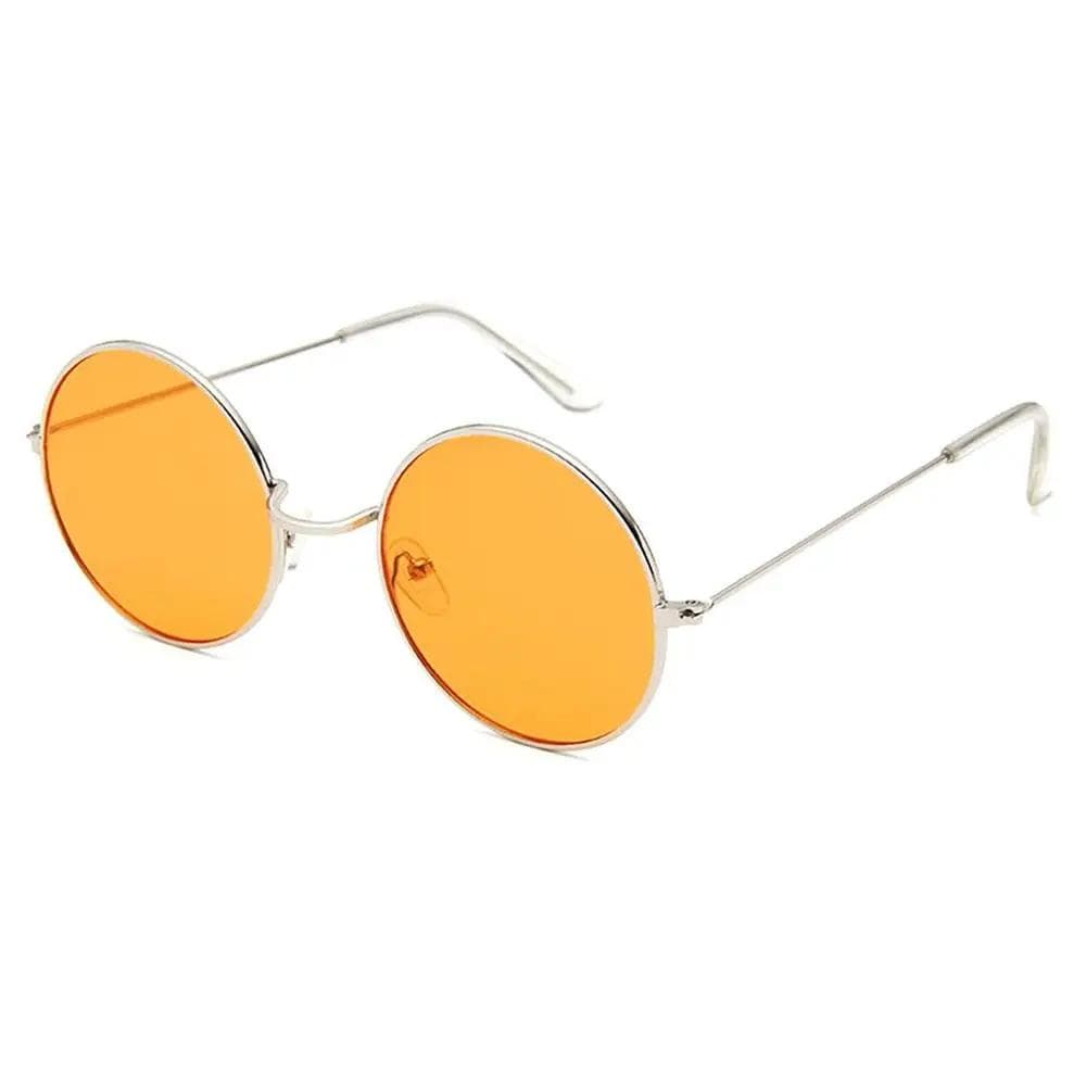 Round Punk Sunglasses Metal Frame Sun-Protective Outdoor Driving Fishing Glasses for Women Men