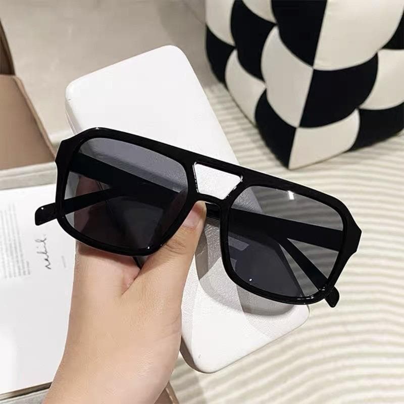 Korean Unisex Square Sunglasses Driving Eyeglass Double Beam Frame UV Protection Stylish Eyewear